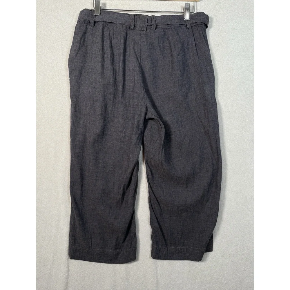 Coldwater Creek Linen Blend Cropped Pants Women 10 Beach Coastal Office Brown - Picture 3 of 7